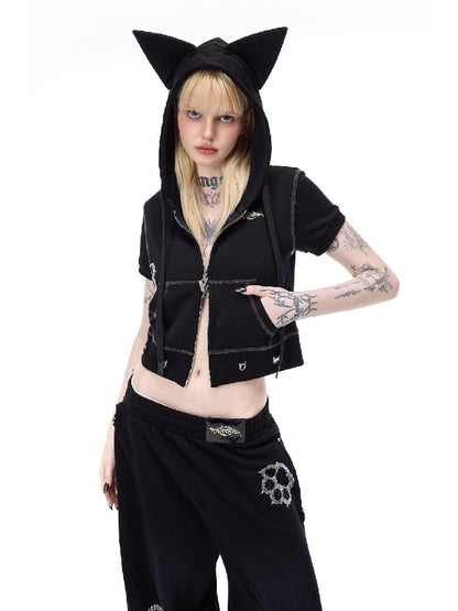 Cat Ear Rhinestone Camo Hoodie【s0000017721】