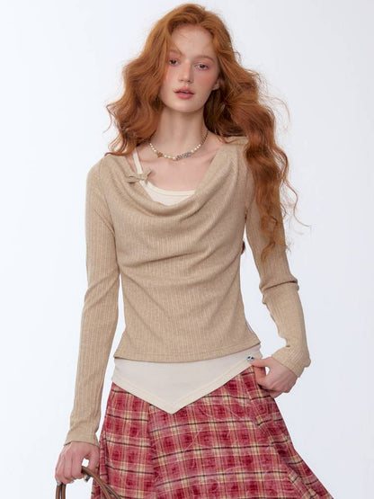 Slim Fit Top Long Sleeve Knit T-Shirt【s0000014354】