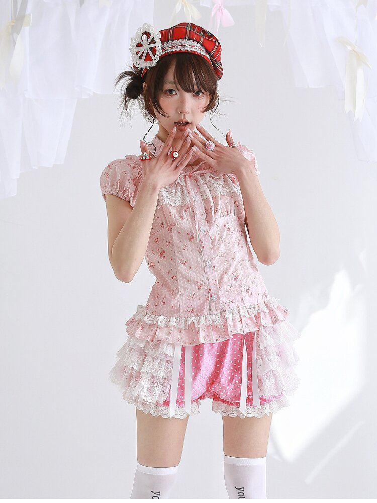 Pink Polka Dot Lolita Pants Skirt【s0000016552】