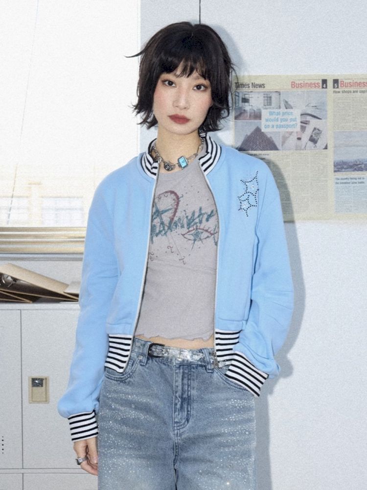 Starfish Hot Rhinestone Sweatshirt Jacket【s0000012278】