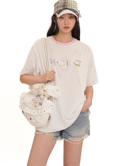 Round neck loose retro casual short-sleeved T-shirt【s0000013458】