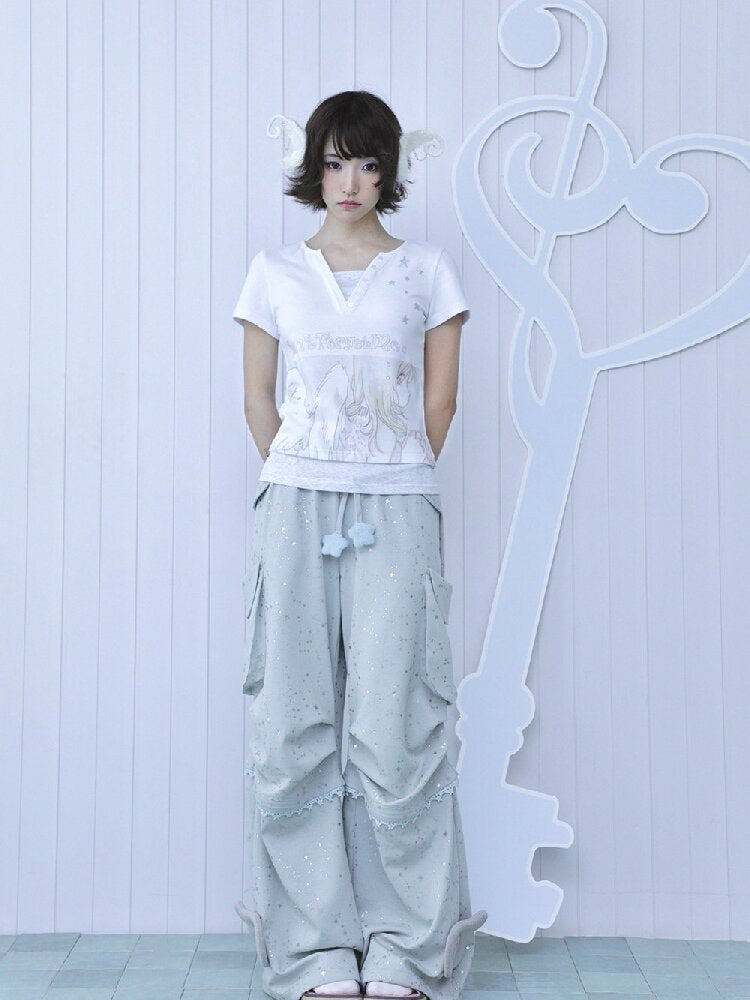 Teal Green Wings Cargo Pants【s0000016549】