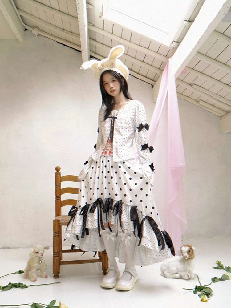 Asymmetric Bow Midi Skirt【s0000014525】