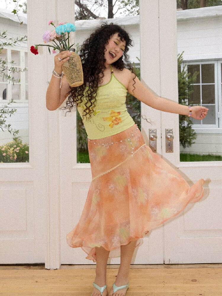 Floral Beaded Halterneck Camisole【s0000016657】