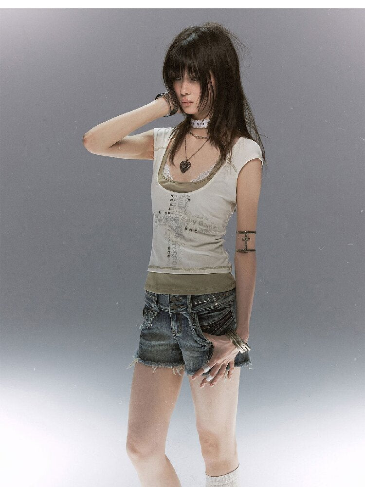 Party By The Sea Rivet Denim Shorts【s0000017042】