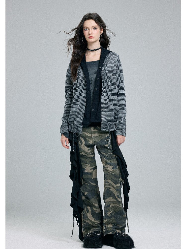 Fake Two-Piece Striped Hooded Cardigan【s0000016257】