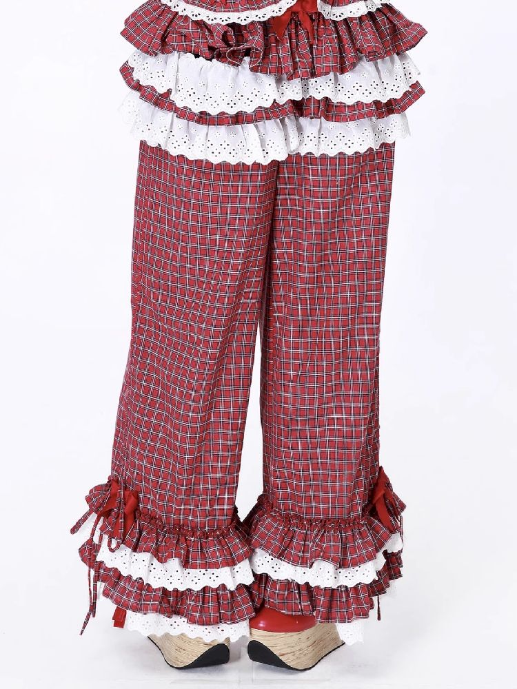 Retro Red Plaid Trousers【s0000012192】