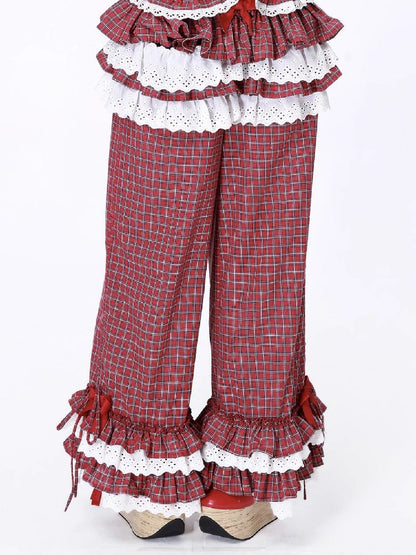Retro Red Plaid Trousers【s0000012192】