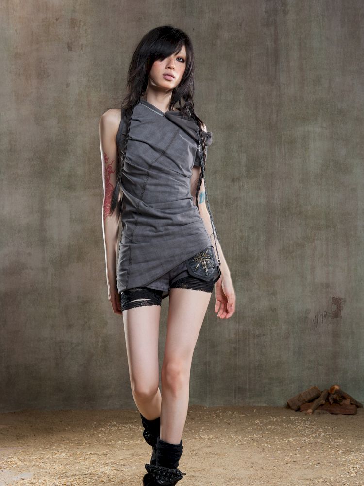 Irregular Pleated Multi-Wear Vest【s0000012658】