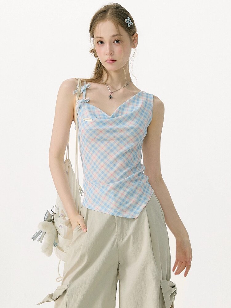 Summer Plaid Bow Vest Camisole【s0000017152】