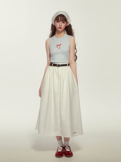 Sleeveless Bottom Top Short Slim Bow【s0000007897】