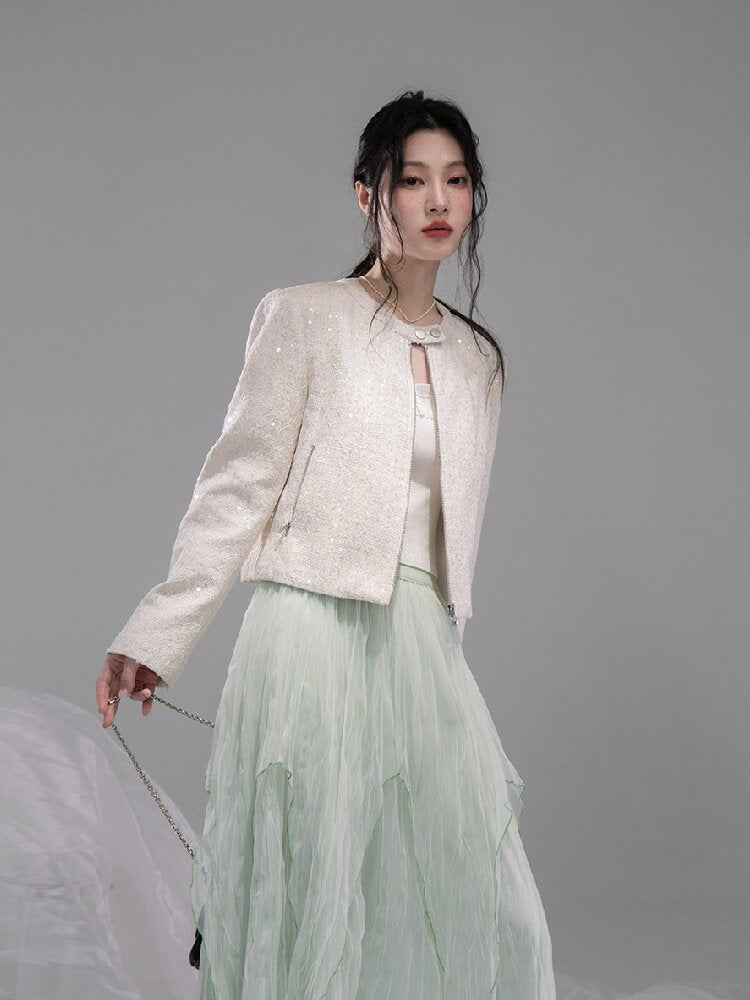 Liubo Gauze Green Irregular Skirt【s0000015738】