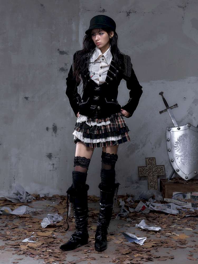 Heavy-Duty Plaid Tiered Skirt【s0000014477】