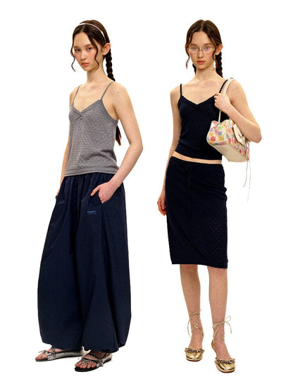 Breathable Lace Knit Top Skirt Set【s0000017442】