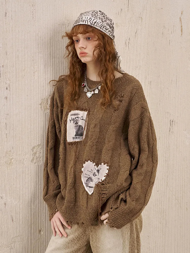 Long Sleeve Oversized Cable-Knit Pullover Sweater【s0000014051】