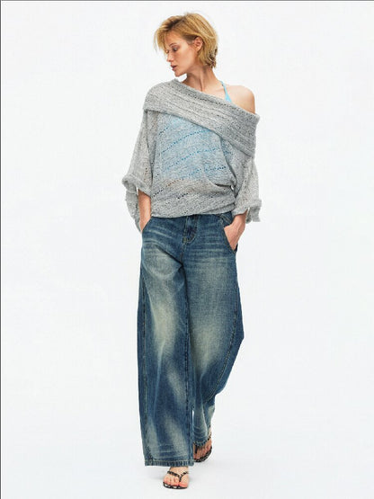 One Shoulder Cut Out Cable Knit【s0000015930】