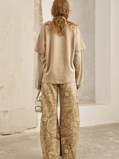 Oversized Faux Two-Piece Long-Sleeve T-Shirt【s0000014047】
