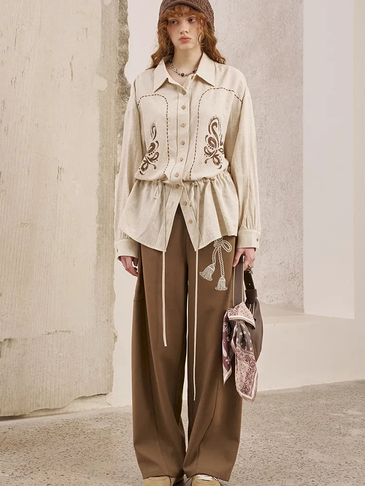 Loose-Knot Straight-Leg Wide-Leg Pants【s0000014046】