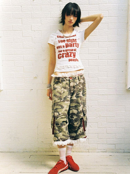 Detachable Lace Camouflage Shorts【s0000012955】