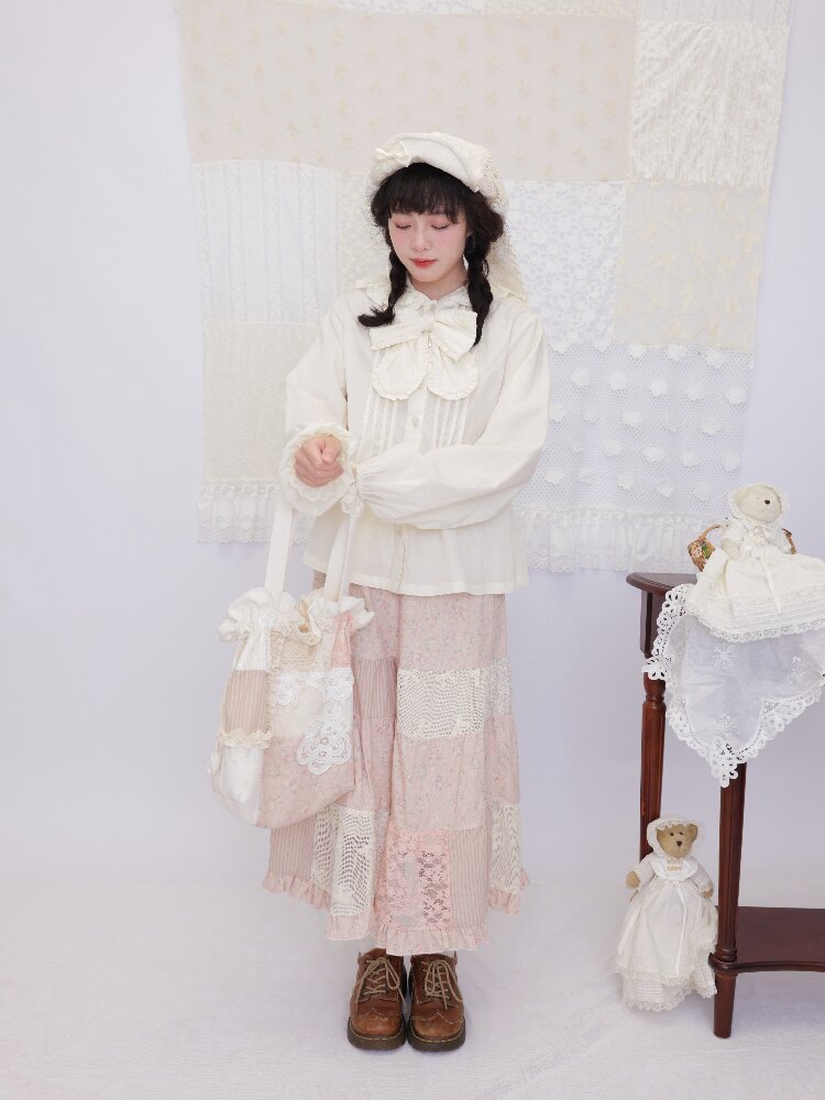 Patchwork Appliqué Drawstring Bag【s0000016505】