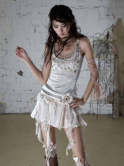 Baroque Lace Pleated Skirt Culottes【s0000016995】