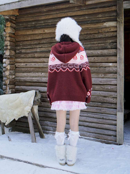 Strawberry Cake Fair Isle Knit Cardigan【s0000014944】