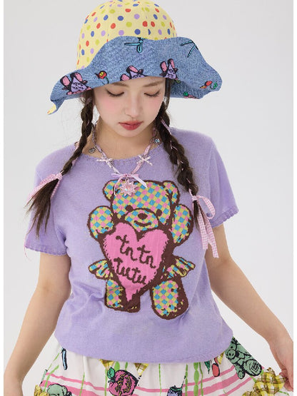 Bear Print Polka Dot Petal Hat【s0000016707】