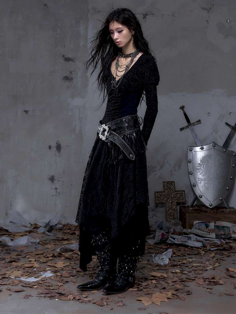 Lace Slimming Patchwork Knit Dress【s0000014467】