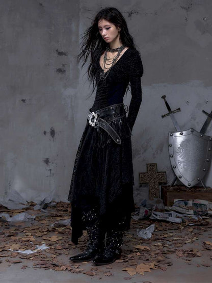 Lace Slimming Patchwork Knit Dress【s0000014467】