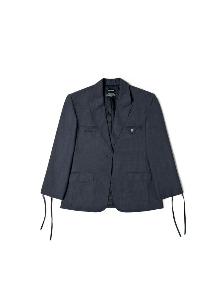 Multiple pockets design cuffs tie bow blazer 【s0000008576】