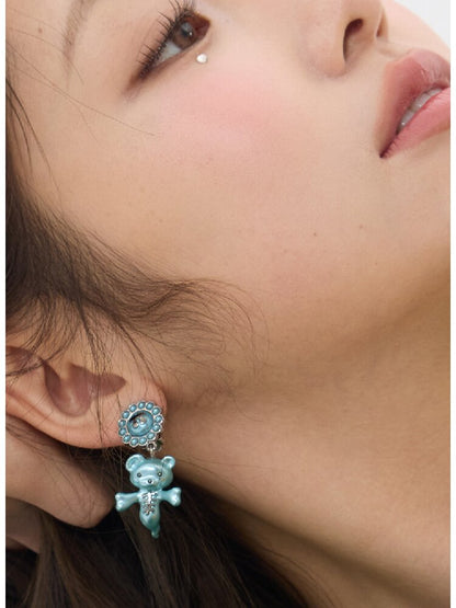 Two Color Resin Bear Ghost Earrings【s0000016190】