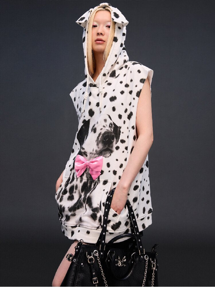 Dalmatian Print Sweatshirt Vest【s0000017293】