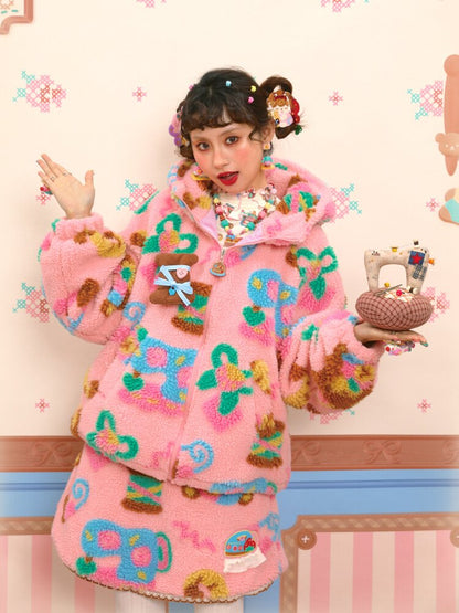 Pink Polar Fleece Lambswool Jacket【s0000015565】