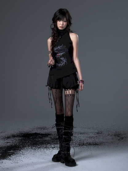 High Neck Lapel Knit Sleeveless Tank Top【s0000012446】