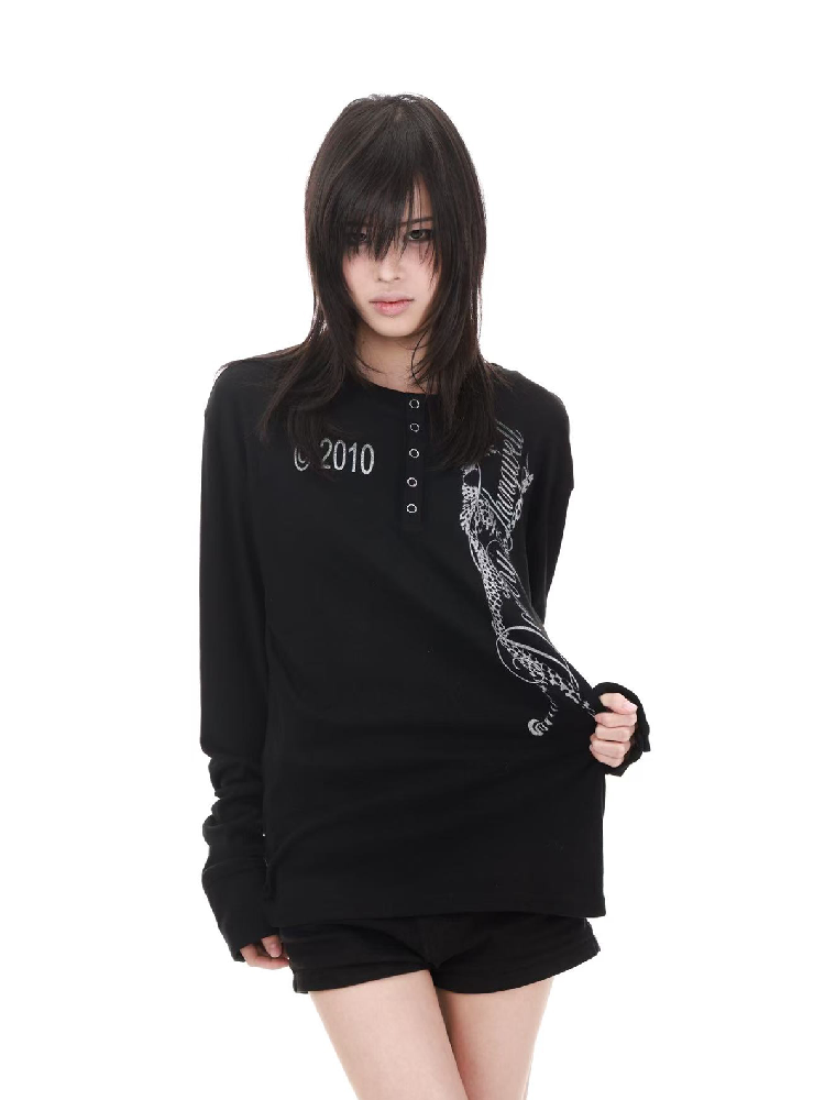 Black Panther Sheer Henry Shirt【s0000018209】