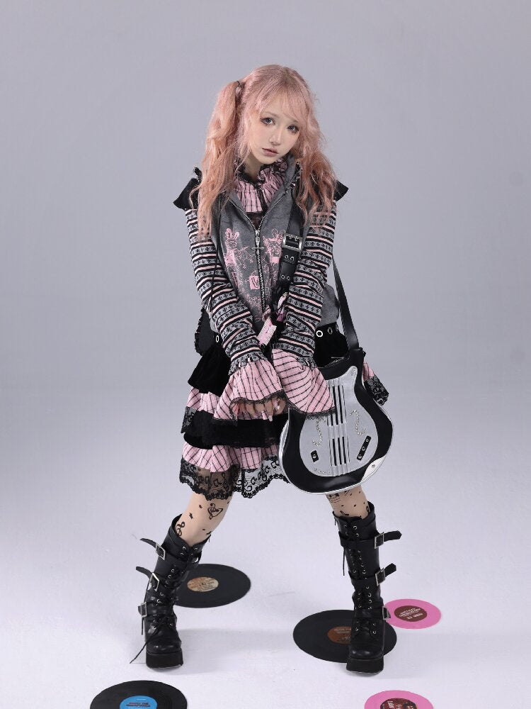 Velvet Striped Fluffy Note Skirt【s0000016226】