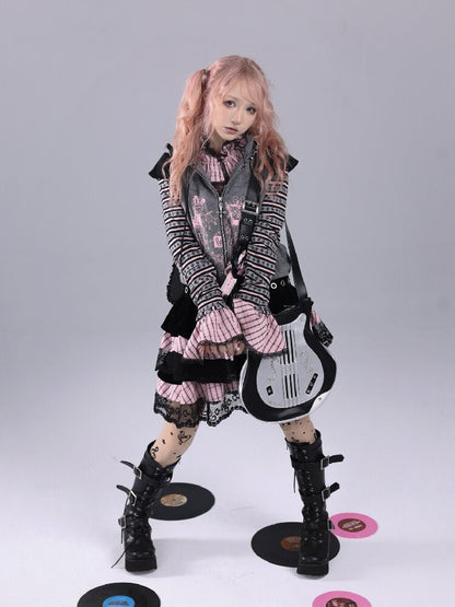 Velvet Striped Fluffy Note Skirt【s0000016226】