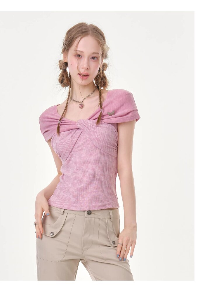 Flower Knot Butterfly Slim T-Shirt【s0000016605】