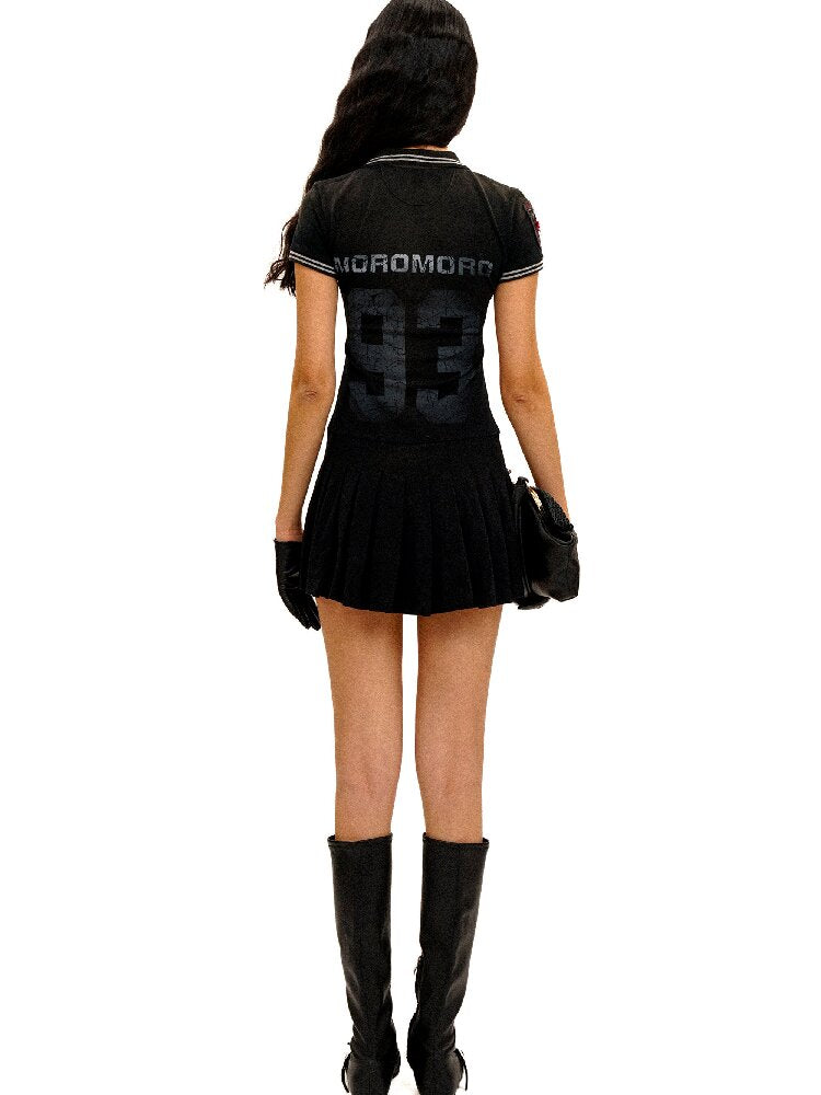 Polo Collar Pleated Skirt T-Shirt【s0000016421】