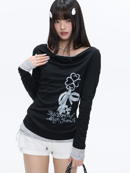 Soft Patchwork Collar Slim Top【s0000016385】