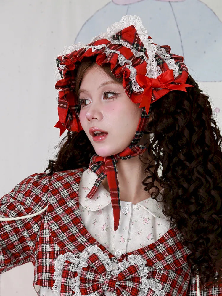 Red Plaid Cute Cat Ear Headband【s0000014106】