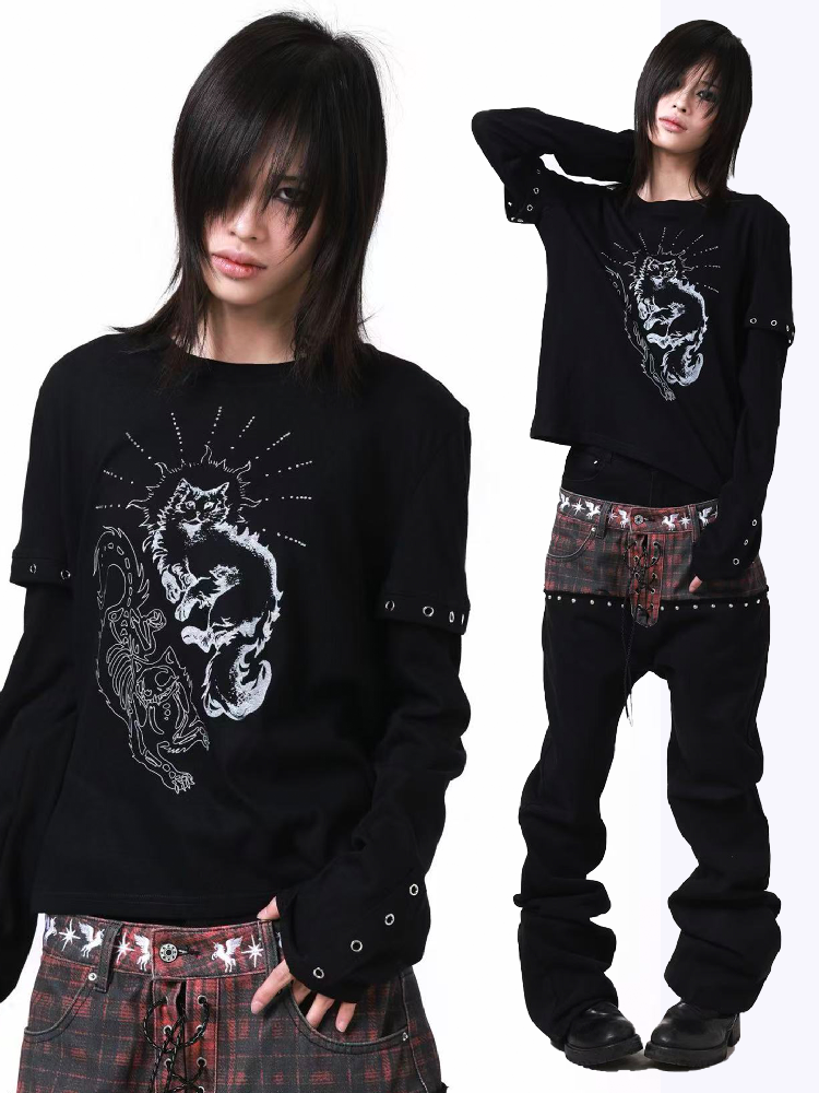 Fake Two Piece Printed Long Sleeve【s0000018198】