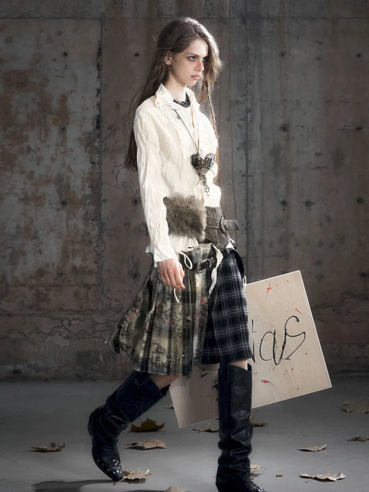 Checkered Belt Pleated Skirt【s0000013962】