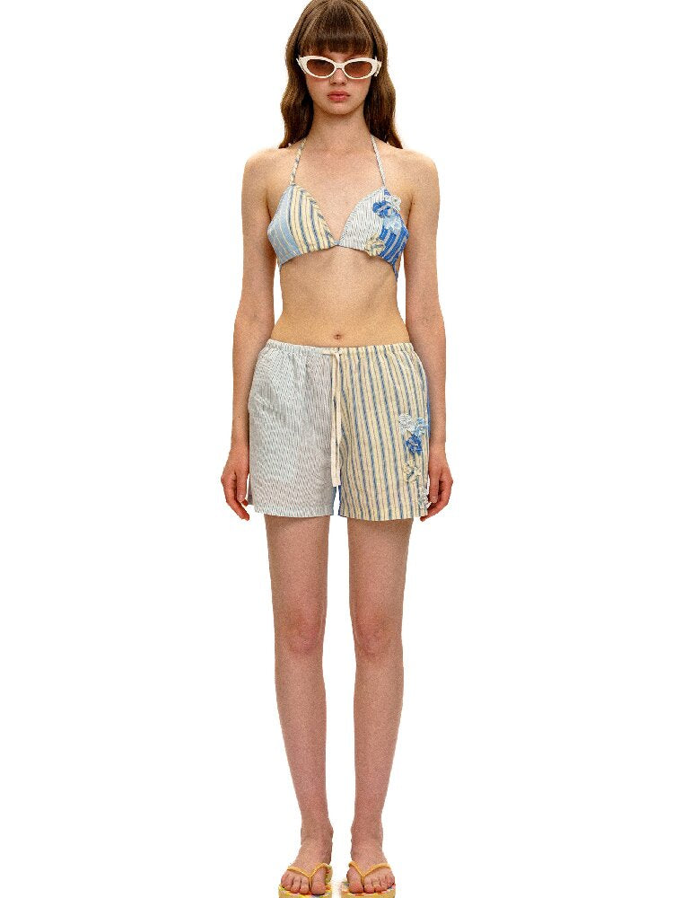Striped Beaded Bikini Shirt Pants【s0000017415】