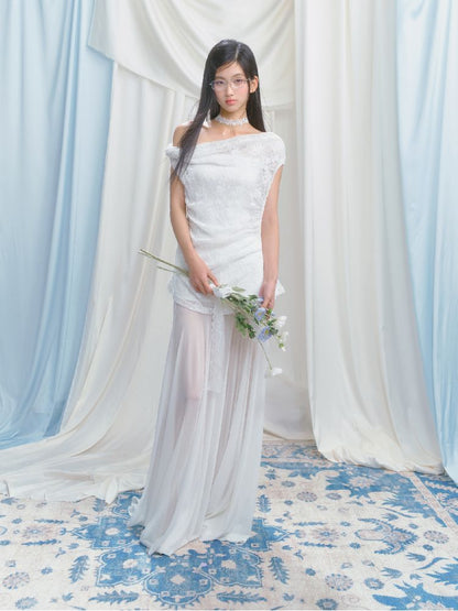 French lace pressed pleated dress【s0000012147】