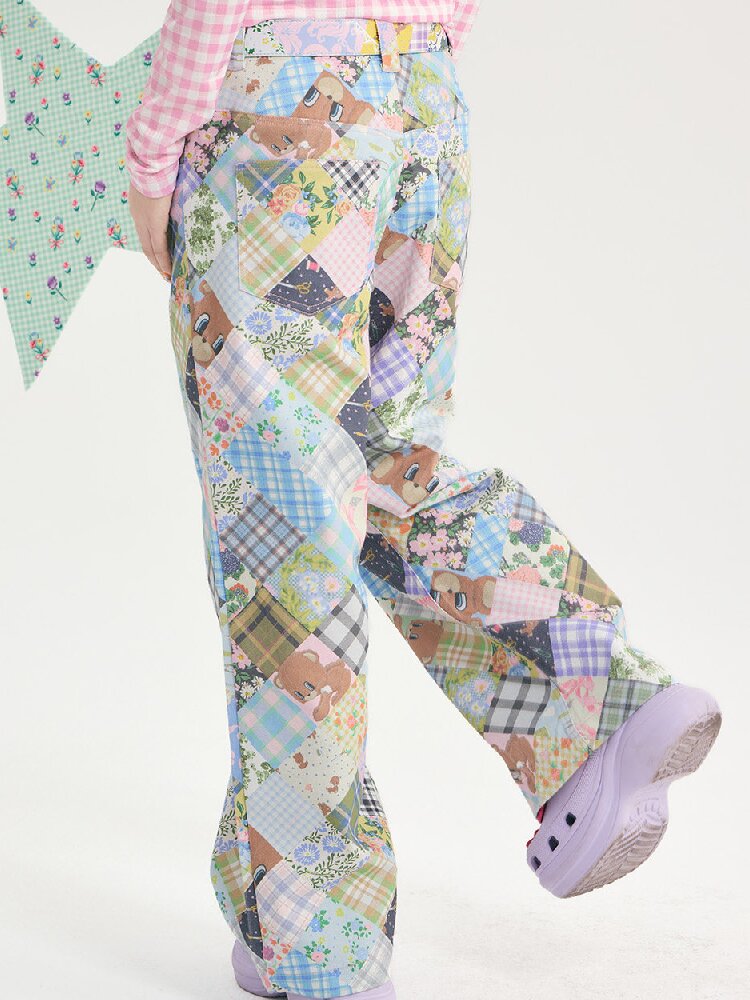 Vintage Bear Floral Patchwork Pants【s0000018721】