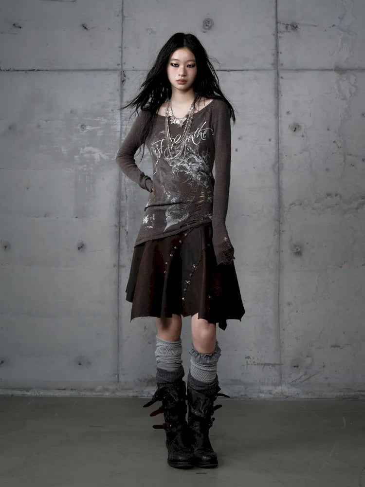 Asymmetrical Suede Skirt【s0000014111】