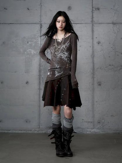 Asymmetrical Suede Skirt【s0000014111】