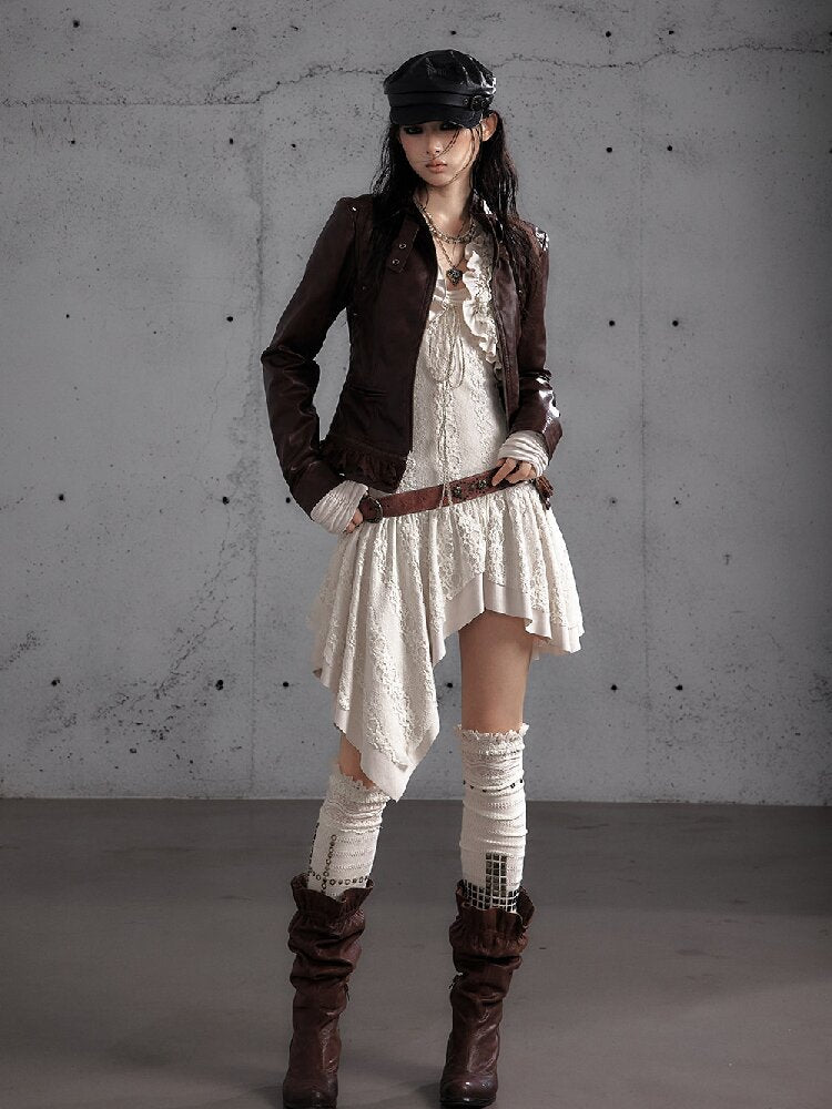 Riveted PU Leather Split Jacket【s0000019156】