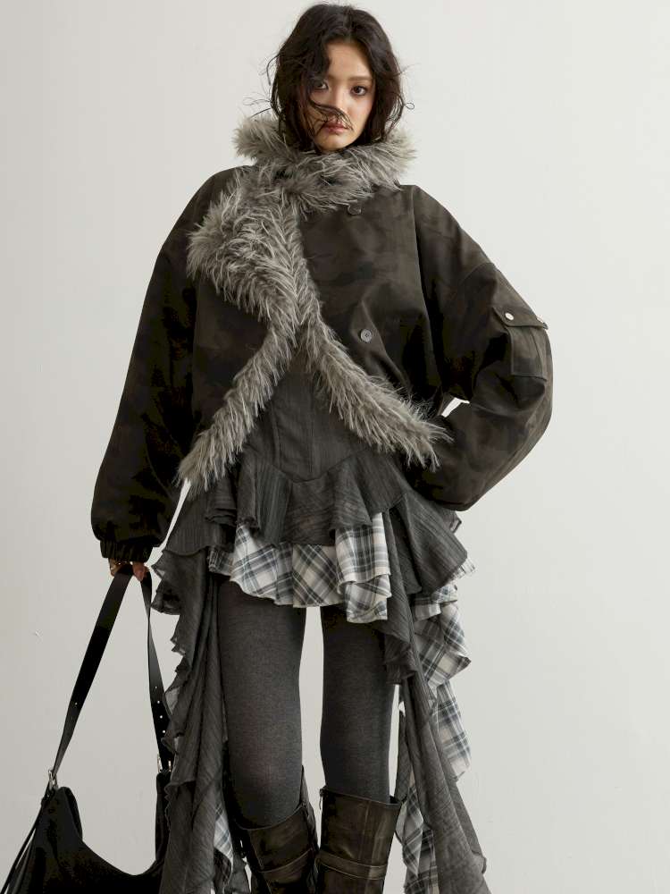Aviator Hooded Fur Short Jacket【s0000015189】